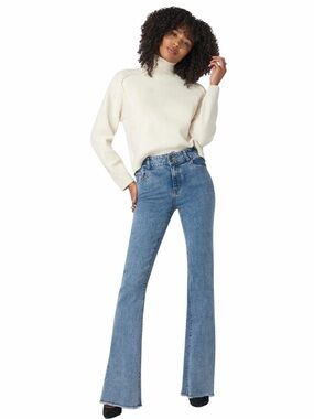 Alloy Apparel Tall Raw Hem Olivia Flare Jeans with Ankle Slits Size 18 X 37